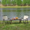 3-piece Folding Outdoor Table and two chairs,Lightweight Aluminum Roll-up Square for indoor, Outdoor Camping, Picnics, Beach,Backyard, BBQ, Party