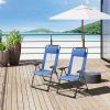Outsunny Folding Patio Chairs Set of 2, Outdoor Deck Chair with Adjustable Sling Back, Camping Chair with Removable Headrest for Garden, Backyard